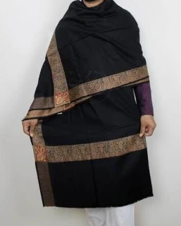 Black Color Beautiful Kashmiri Pashmina Gents Shawl for Men